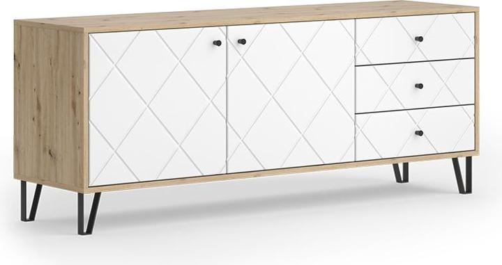 Vichy Lowboard Nizza, Artisan/Weiss/Weiss, 150.2 x 60.2 cm mit 3 Schubladen & 2 Türen