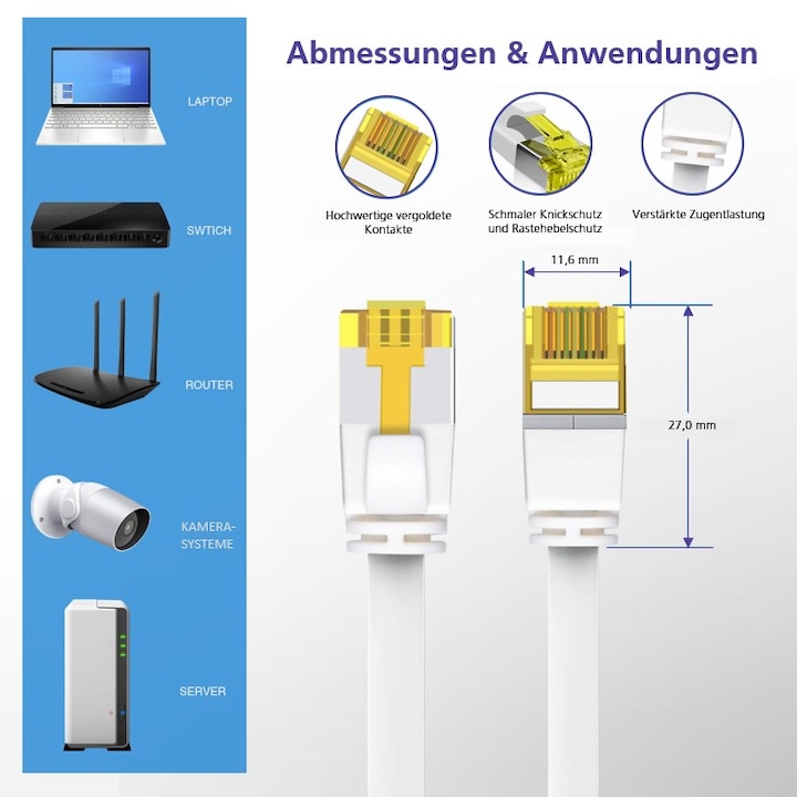 Produktbild Helos Herweck Patch-Kabel (S/FTP, CAT6a, 0.30 m)
