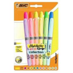 Bic, Evidenziatori, Grip Pastel Mix Textmarker, 12 Stück (12x)