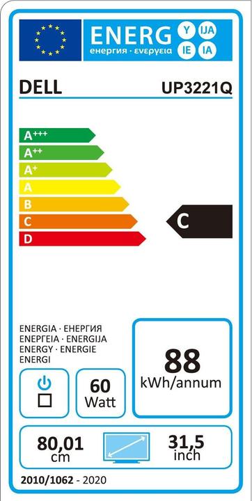 Energie-Label Dell UltraSharp UP3221Q (3840 x 2160 Pixel, 32")