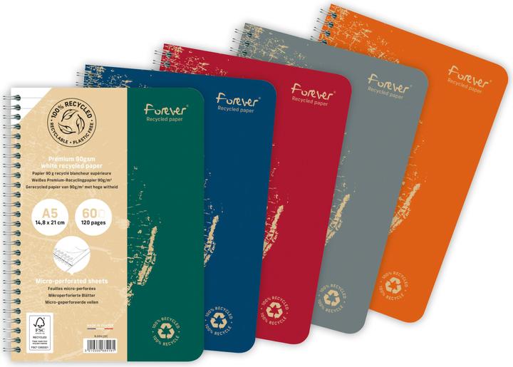 Produktbild Clairefontaine Spiralheft Forever Premium (A5, Liniert, Harter Einband)