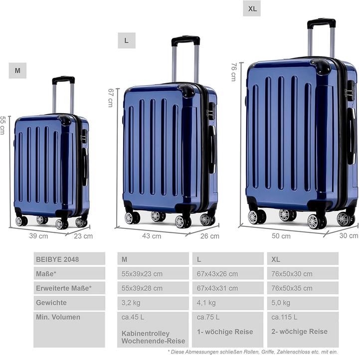 Image du produit Beibye Set de 3 valises (115 l)