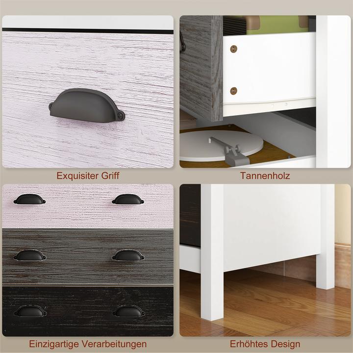 Image du produit Homcom Kommode MDF, Kiefernholz Weiss (70 x 38 x 85 cm)