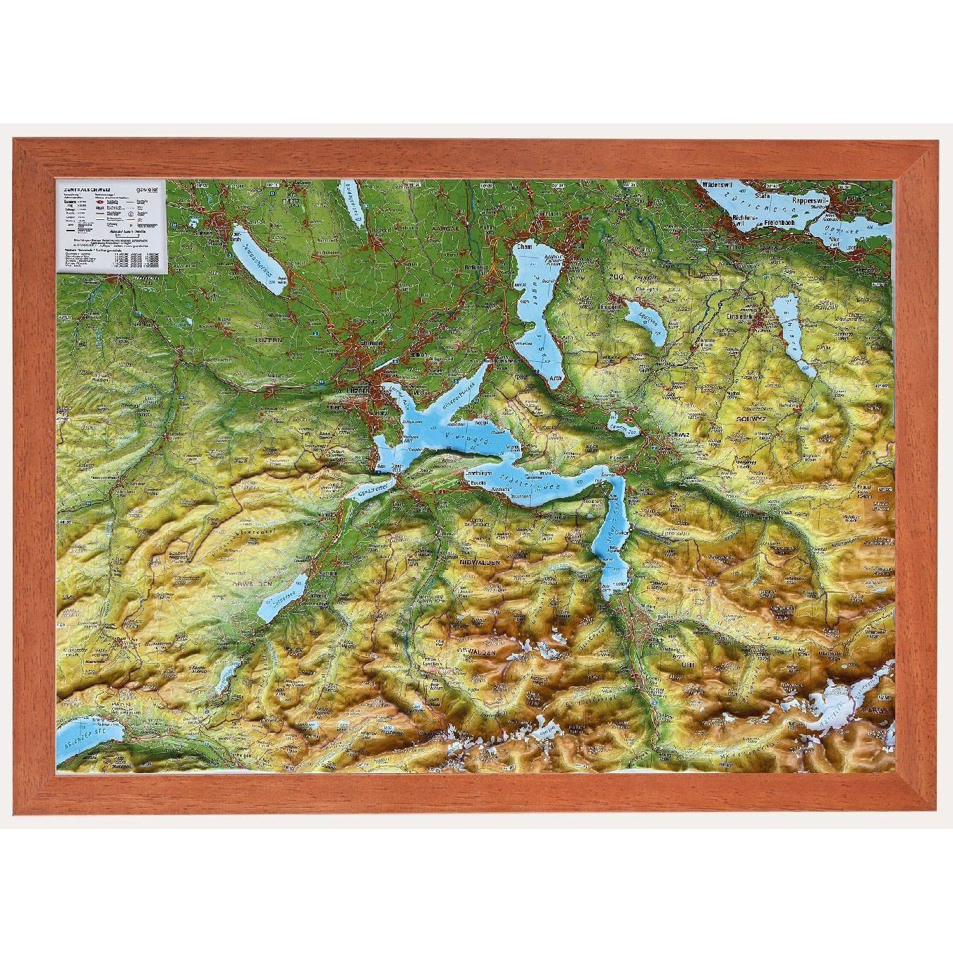 Markgraf:Zentralschweiz, Reliefkarte kl, Landkarte