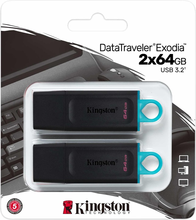 Actual product image Kingston DataTraveler Exodia 2-Pack (64 GB, USB-A, USB 3.2)