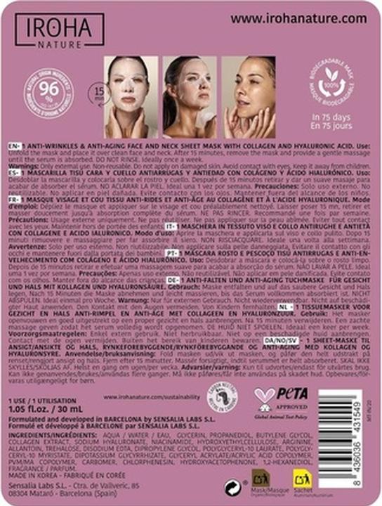 Image du produit Iroha Nature Nature - Masque de coton visage et cou anti-âge (30 ml)