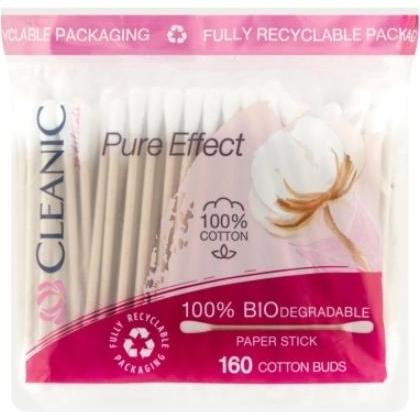 Cleanic, Wattestäbchen + Wattepads, Saubere reine Effekt hygienische Stöcke, 160 Stücke
