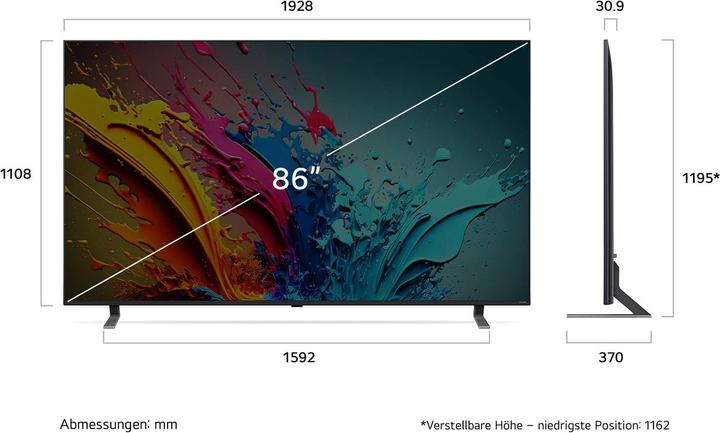 Immagine prodotto LG 86QNED85T6C (218 cm (86 pollici), nero, UltraHD/4K, HDR10, triplo sintonizzatore, processore AI (86", QNED85, QNED, 4K)