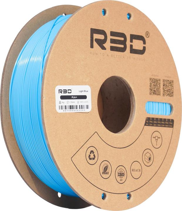 Produktbild R3D PLA+ Hellblau Filament 1.75mm 1Kg (PLA+, 1.75 mm, 1000 g, Blau)