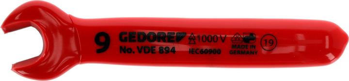 Image du produit Gedore Clé à fourche VDE, 9 mm, Acier au vanadium de haute qualité, Conforme à la norme EN 60900/IEC 60900 (9 mm)