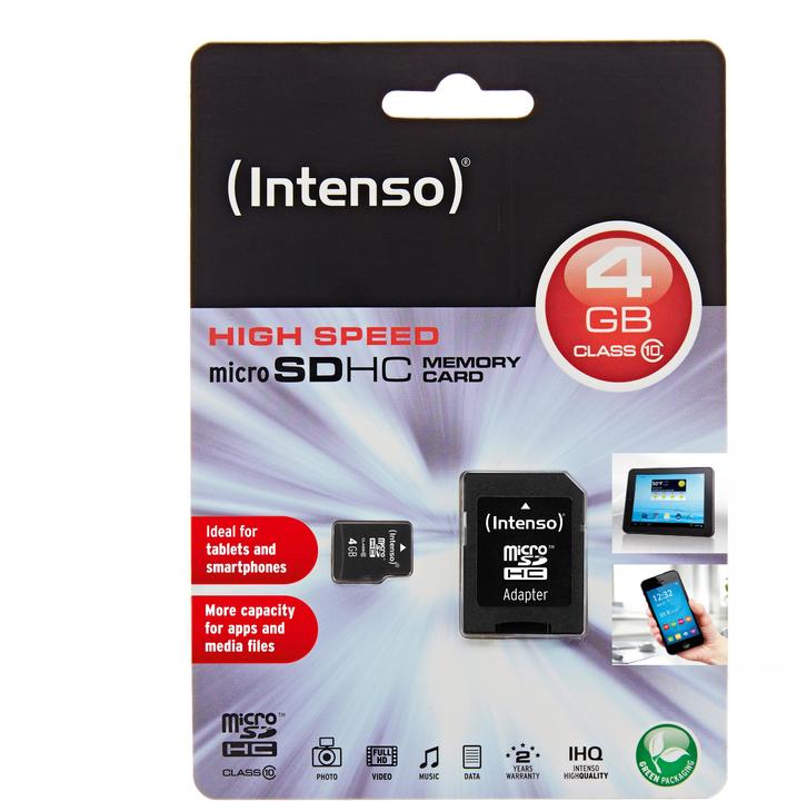 Productafbeelding Intenso microSD Class 10 (4 GB, microSDHC, U1)