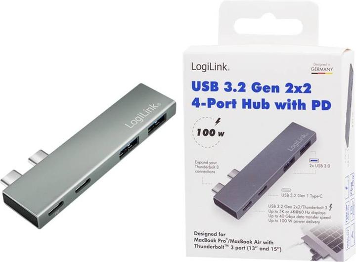 Immagine prodotto LogiLink Docking station USB 3.2 Gen2x2, 4 porte, PD, argento (USB-C, 4 porte)