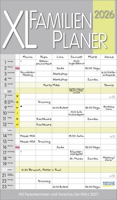Image du produit Planificateur familial XL (27 x 46 cm, Couverture rigide, Allemand)