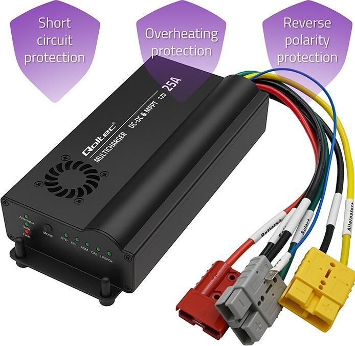 Produktbild Qoltec Autom. Ladegerät DC-DC 12V m. MPPT-Reg. 25A