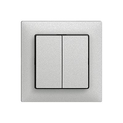 Produktbild Feller Abdeckset Doppel-Druckschalter silver