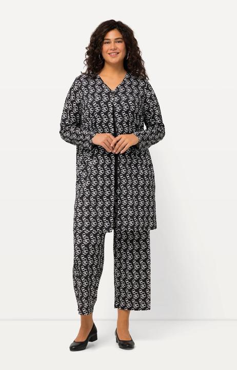 Produktbild Ulla Popken Jerseyjacke, Ringmuster, A-Linie, V-Ausschnitt (56)