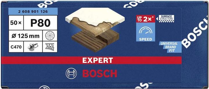 Produktbild Bosch Professional Zubehör EXPERT C470 Schleifpapier Mehrloch für Exzenterschleifer, 125 mm, G 80, 50-tlg. (80)