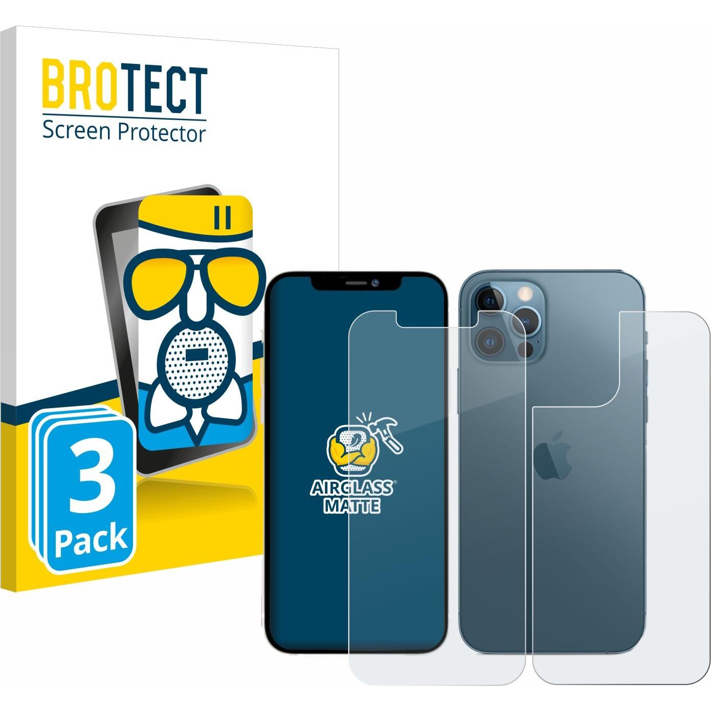 BROTECT AirGlass Vetro Opaco (3 Pezzo/i, Apple iPhone 12 Pro Max), Pellicola protettiva smartphone, Grigio