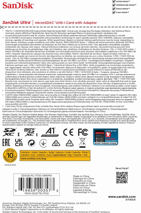 Produktbild SanDisk Ultra mit Adapter (1500 GB, microSDXC, U1, UHS-I)