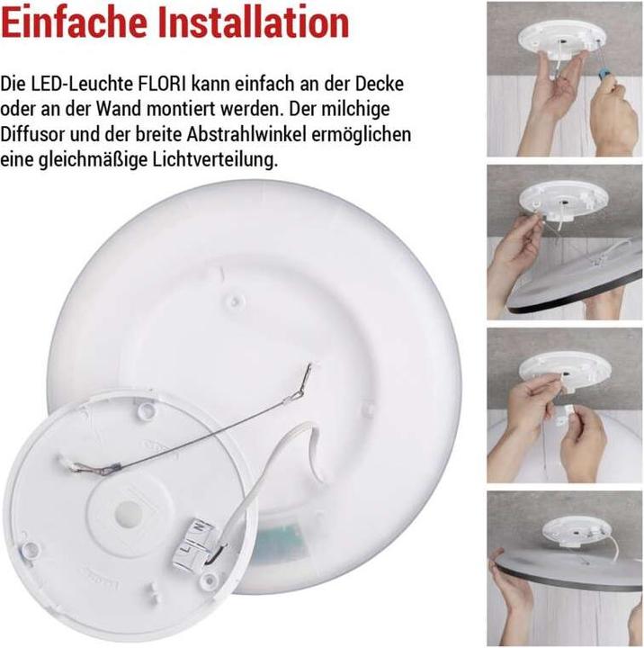 Image du produit Emos Luminaire LED apparent FLORI rond, noir, 22W, blanc neutre (2200 lm)