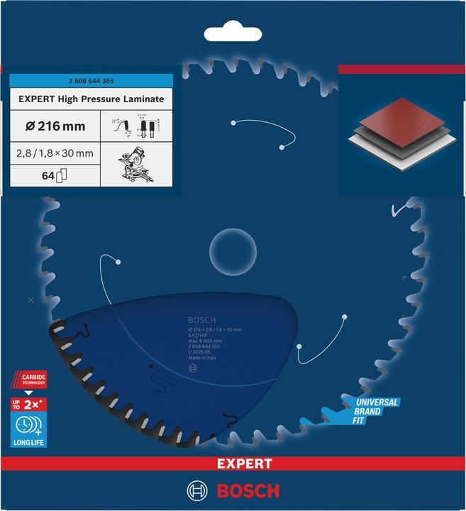 Produktbild Bosch Professional Zubehör Kreissägeblatt Expert for High Pressure Laminate, 216 x 30 x 2,8 mm, 64