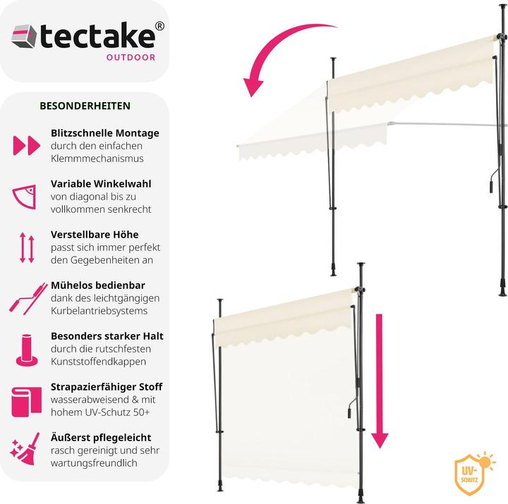 Produktbild tectake Klemmmarkise (2.50 m)