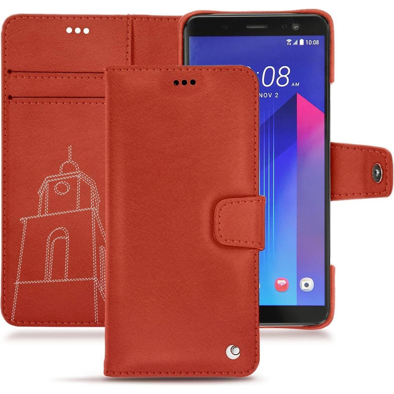 Noreve Lederschutzhülle Wallet (HTC U11+), Smartphone Hülle, Orange