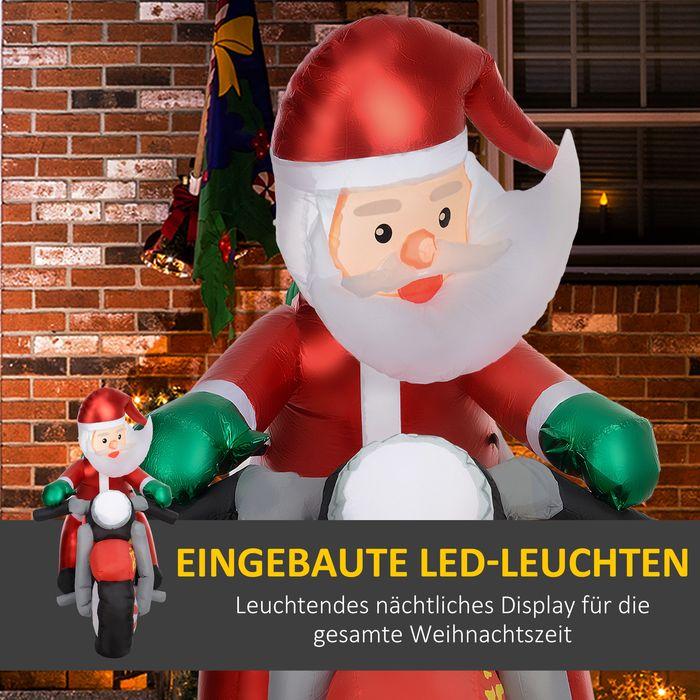 Produktbild Swisshandel24 Weihnachtsmann auf Motorrad, Gartendeko, LEDs, aufblasbar, wetterfest, 180 x 95 x 170 cm