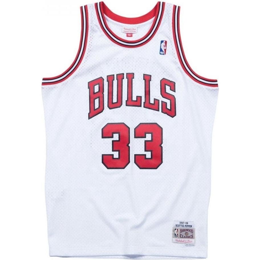 Mitchell & Ness, Herren, Sportshirt, Swingman Jersey Chicago Bulls 199798 Scottie Pippen (S), Weiss, S