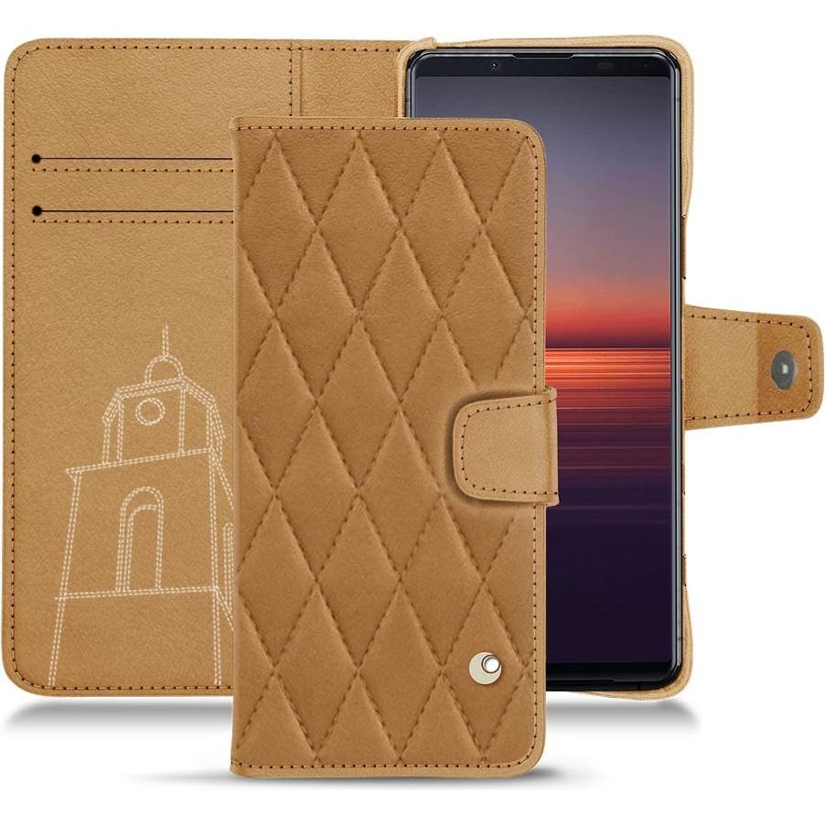 Noreve Lederschutzhülle Wallet (Sony Xperia 5 II), Smartphone Hülle, Braun