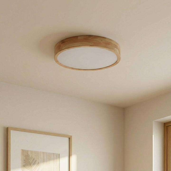 Actual product image Lindby Tanju ceiling light, oak wood Ø 50 cm (E27)