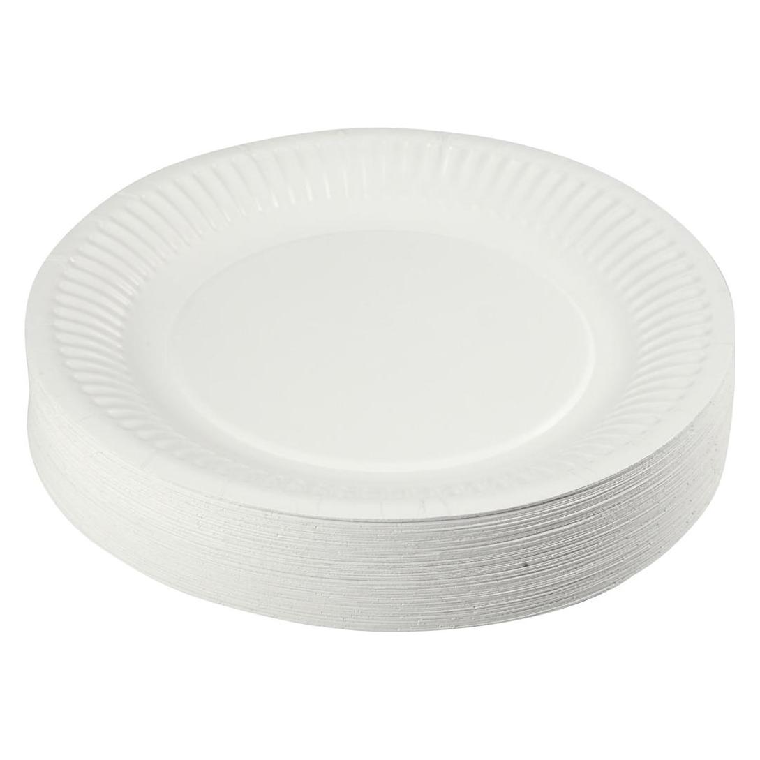 Abena, Wegwerpservies, Paper Plate, Gastro, Ø18cm, White, Paperboard, Clay Coating (50 x)
