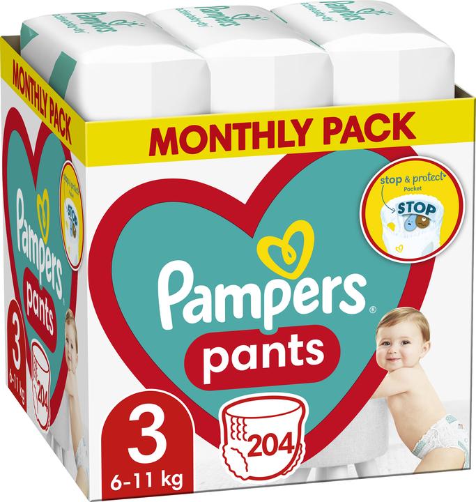 Produktbild Pampers Windeln-Hosen (Gr. 3, Monatsbox, 204 Stück)
