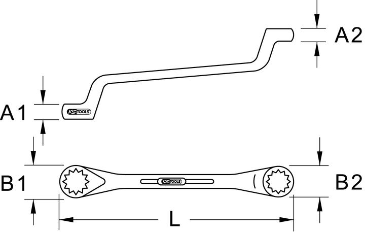 Actual product image KS Tools BRONZEplus double ring spanner cranked (9 mm)