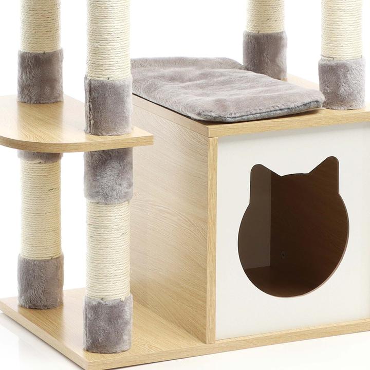 Actual product image Fudajo Scratching post (126 cm, Light wood and grey plush)
