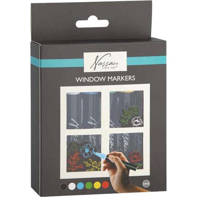 Grafix, Evidenziatori, Nassau Fenster-/Kreidemarker-Set - 6 Stück. (6x)