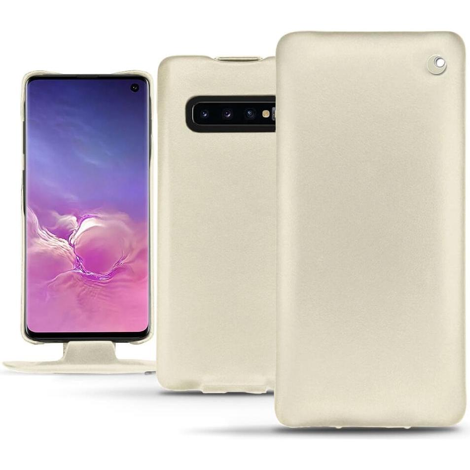 Noreve Lederschutzhülle vertikal (Samsung Galaxy S10), Smartphone Hülle, Weiss