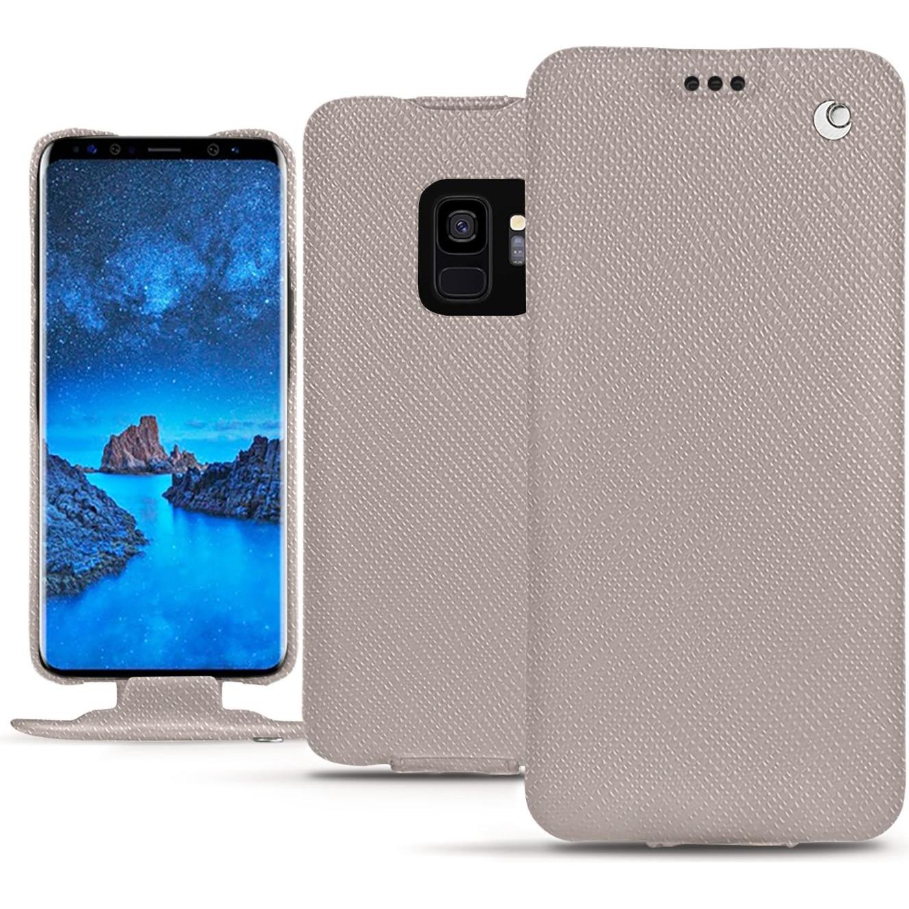 Noreve Lederschutzhülle vertikal (Samsung Galaxy S9), Smartphone Hülle, Beige
