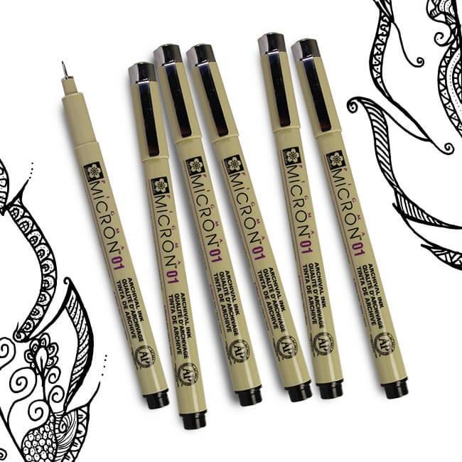 Produktbild Sakura Zentangle Pigma Micron Fineliner (Schwarz, 6 x)