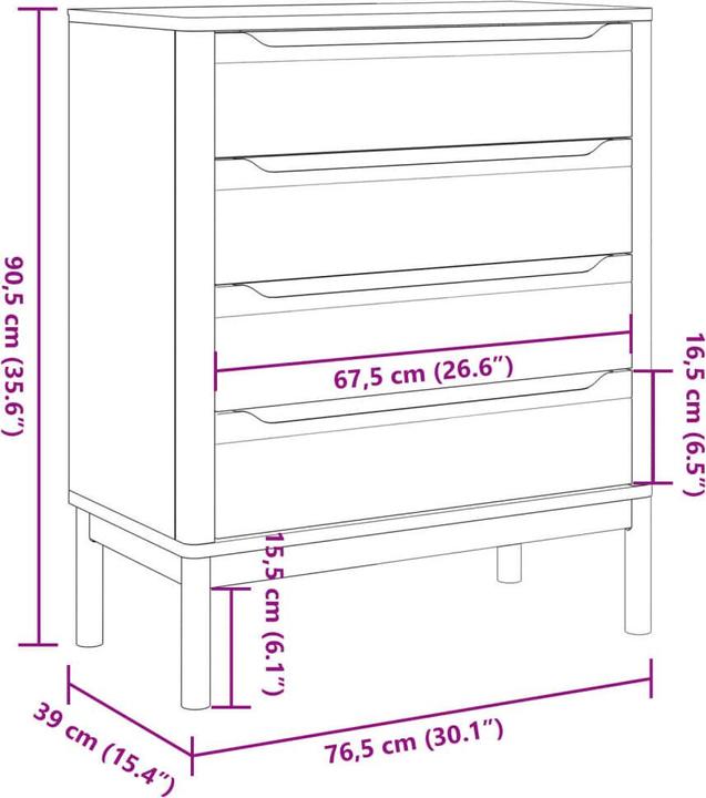 Produktbild vidaXL Schubladenschrank (76.50 x 39 x 90.50 cm)