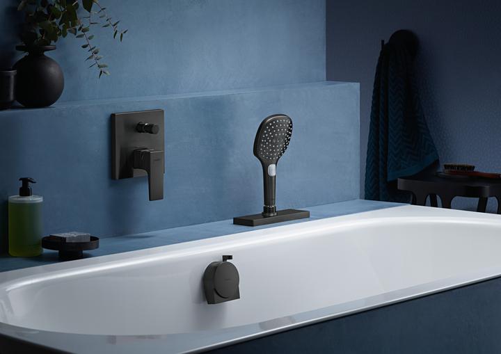 Produktbild hansgrohe HG Fertigmontageset sBox eck Wannen-/Fliesenrandmtg. bru bl chr