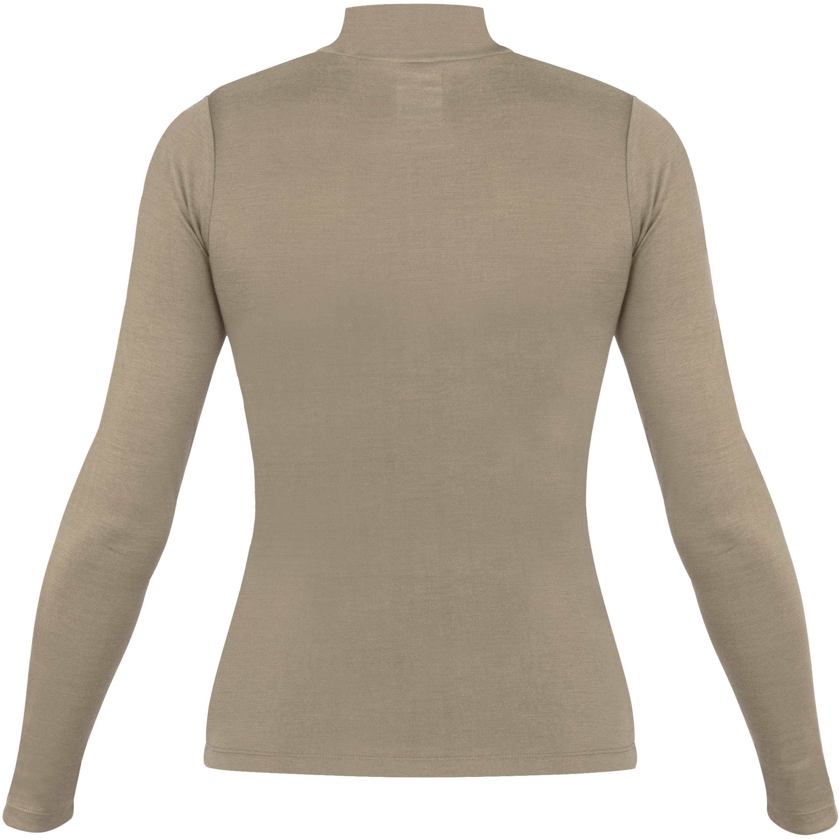 Thumbnail - Normani, Damen, Funktionsshirt, Damen Merino Longsleeve mit Stehkragen „Romsey" - 9561 (XS), Beige, XS