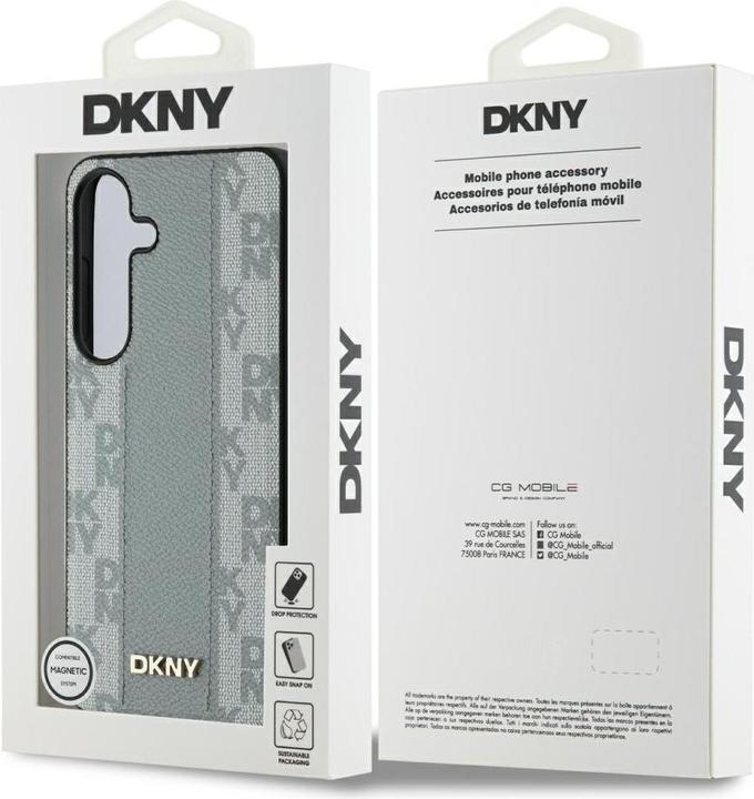 Produktbild DKNY Case Leather Checkered Pattern MagSafe for Samsung Galaxy S25 taupe (Samsung Galaxy S25)