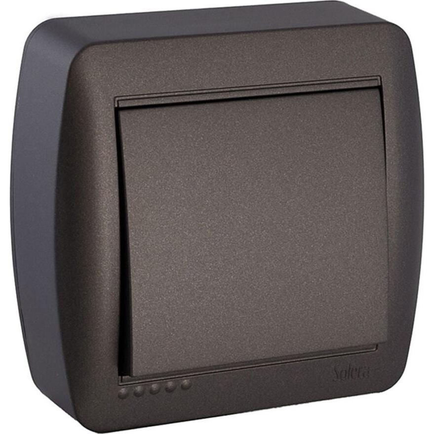 Solera Einzel-Kippschalter Gekreuzt Mural 7,4 x 7,2 x 2,8 cm 250 V 10 A Graphit, Pulsante + Interruttore, Grigio