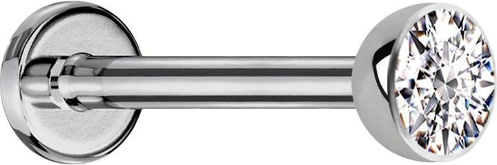 Actual product image Star Piercing Micro Threadless Labret silver hemisphere with crystal silver (without brass, Titanium G23)