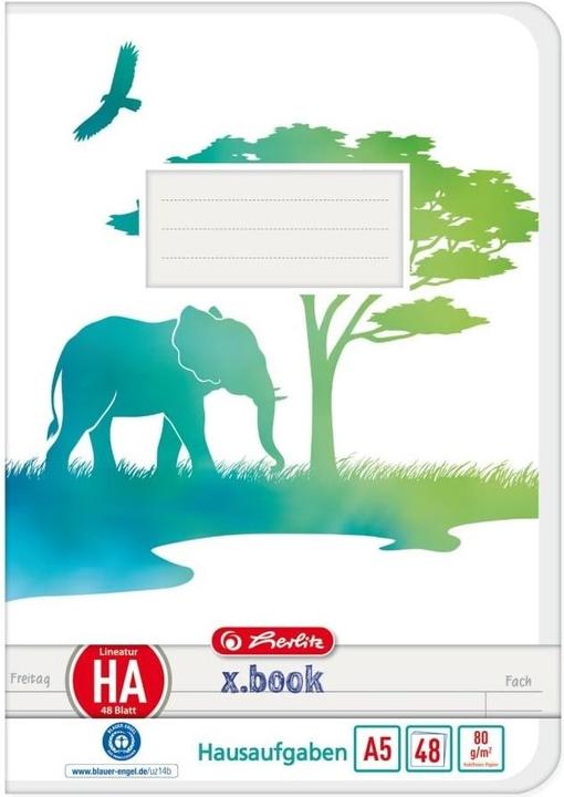 Actual product image Herlitz Exercise book Greenline A5, lined, turquoise/white, 48 sheets (A5, Lined, Soft cover)