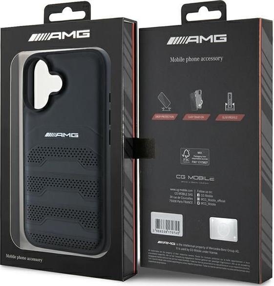 Produktbild Mercedes AMG AMHCP16SGSEBK iPhone 16 6.1" czarny/black hardcase Leather Debossed Lines Black Logo (Apple iPhone 16)
