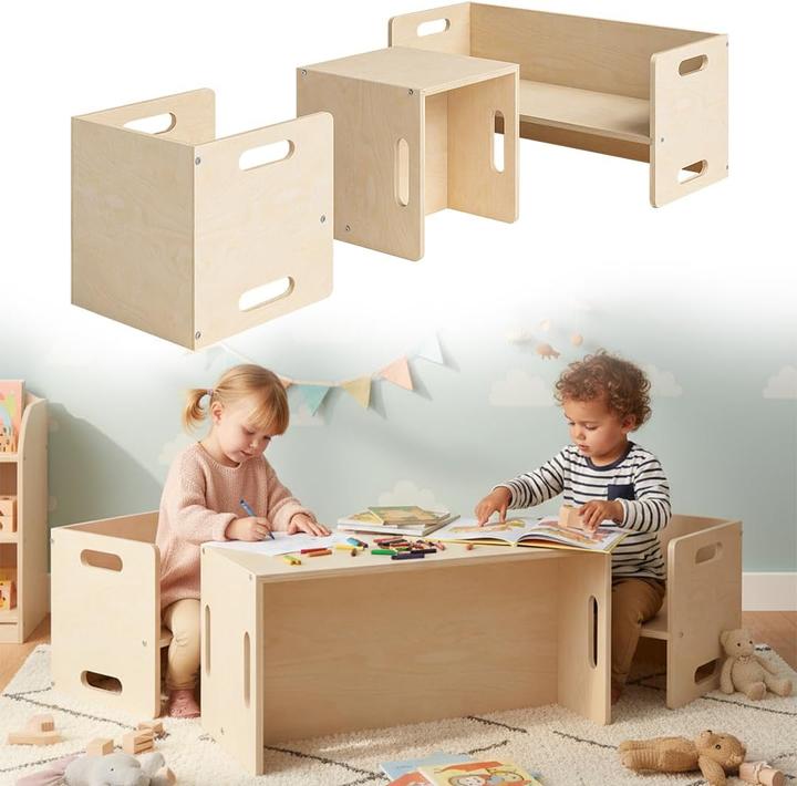Bellabino Kindersitzgarnitur 3-teiliges Möbel-Set aus Holz