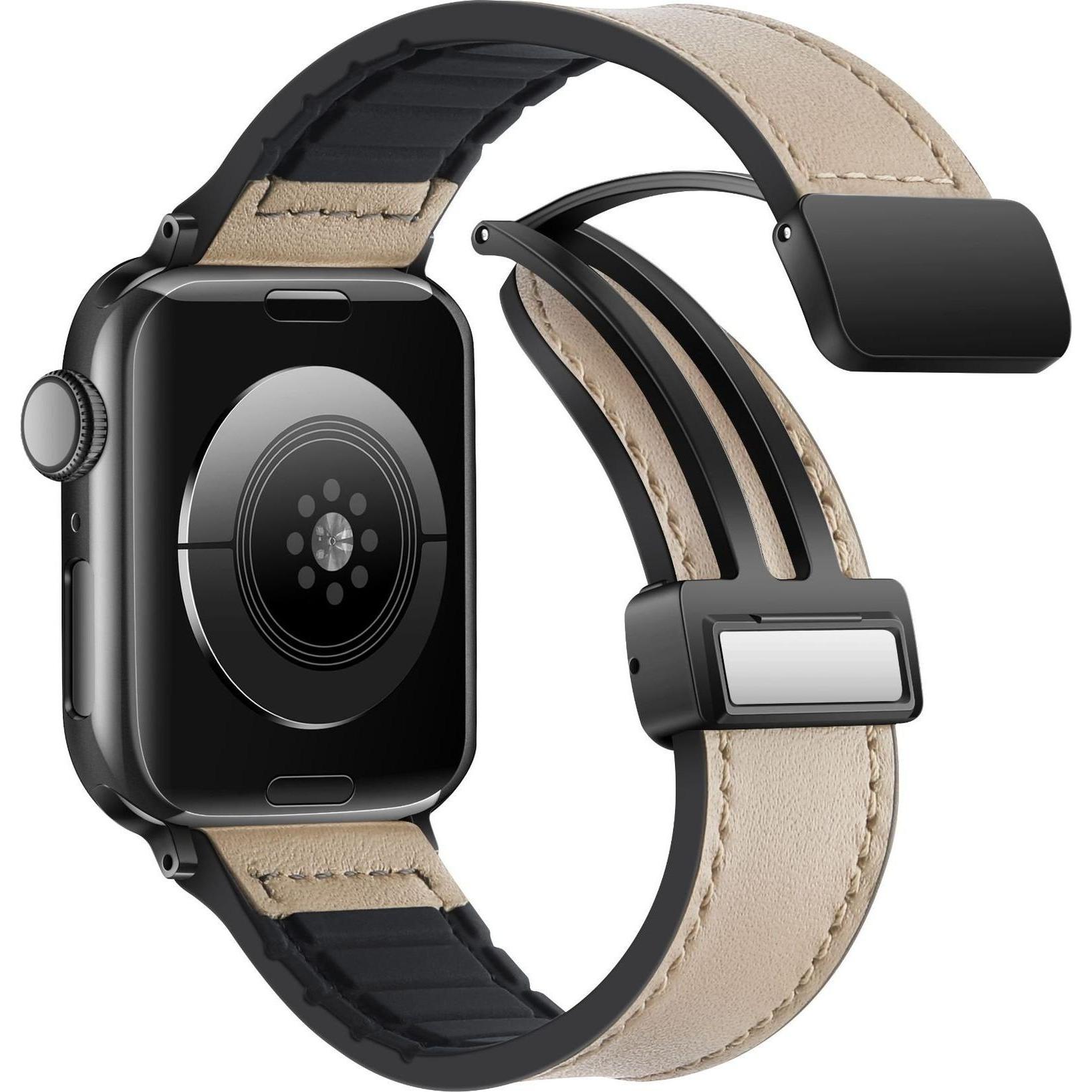 Thumbnail - Strap-it Lederarmband (PU-Leder, Apple Watch), Uhrenarmband, Beige