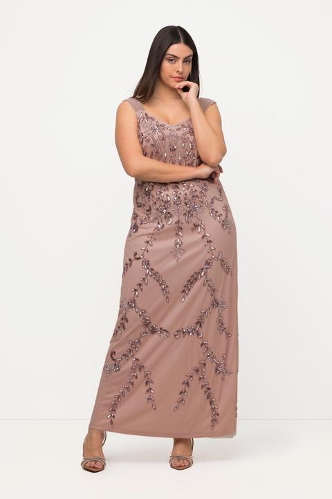 Produktbild Ulla Popken Trägerkleid, Pailletten, A-Linie, V-Ausschnitt, ärmellos (50)